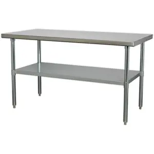 1.5m Stainless Steel Work Bench with Adjustable Shelf for Kitchen and Workshop Use