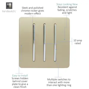 Trendiswitch Gold 3 Gang 2 Way 10 Amp Switch