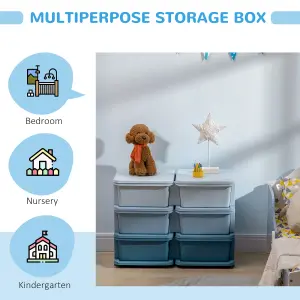 HOMCOM Kids Storage Unit Toy Box Vertical Dresser with Six Drawers - Blue