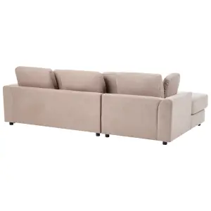 Right-Hand Corner Sofa with Ottoman KOHLO Taupe Fabric Right Hand