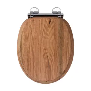 Croydex Flexi-Fix Rutland Oak effect Standard Soft close Toilet seat