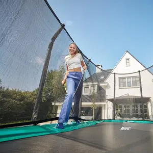 12ft x 7ft Salta Green First Class Rectangular Trampoline with Enclosure