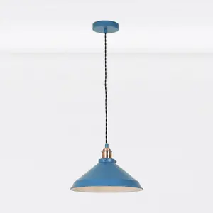 First Choice Lighting Set of 2 Maxwell Mirage Blue Brushed Copper Ceiling Pendant Lights