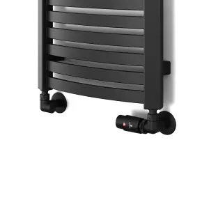 Terma Vision Heban black Right sided Corner Radiator valve & lockshield (Dia)15mm x ½"