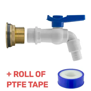 Water Butt Replacement Tap BRASS Metal Lever UK Bib Outlet Barb Quick Hosepipes  PVC Garden tap 3/4"