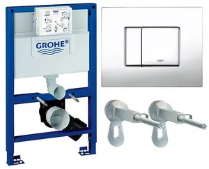 GROHE 38526 Rapid SL 3 in 1 WC Set - 0.82m Concealed Frame ,Cistern, Cosmo Plate