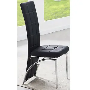 Ravenna Black Faux Leather Dining Chairs In Pair