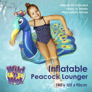 Inflatable Pool Float Peacock Lounger Novelty Swimming Lilo