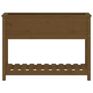 Berkfield Planter with Shelf Honey Brown 111.5x34.5x81 cm Solid Wood Pine