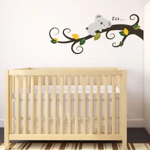 Walplus Sleeping Koala And Tree Branch Kids Sticker PVC Multicoloured