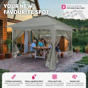 Gazebo Carabobo - 4 side panels, water & UV-resistant, 3.64 x 3.64 x 2.94 m - grey