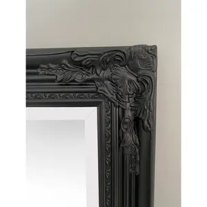 Sade Tall Solid Wood Framed Wall or Dressing Mirror Black