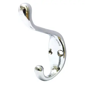 Chrome effect Zinc alloy Double Hat & coat Hook (H)23.5mm (W)60.5mm