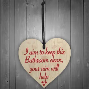 Red Ocean Bathroom Aim Clean Friendship Funny Toilet Soap Hanging Plaque Home Gift Present Sign