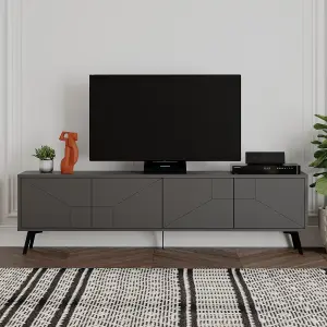 Decortie Dune Modern TV Unit Multimedia Centre with Storage Stylish TV Cabinet 65" TVs Anthracite Grey 180cm