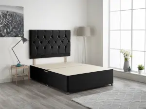 Somnior Plush Black Ziggy Divan Base With Headboard - Super King