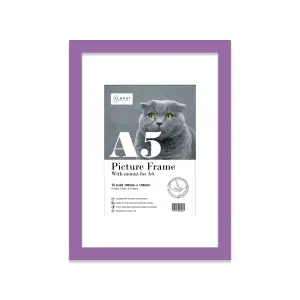 A5 Purple Picture Frame With Mount for A6 (10.5 x 14.8cm - 4.1 x 5.8in) Poster, Photo, Artwork, or Print.