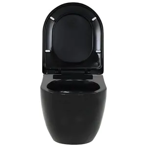 Berkfield Wall-Hung Toilet Ceramic Black