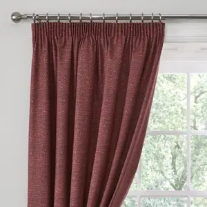 Pembrey Textured Pair of Pencil Pleat Curtains With Tie-Backs