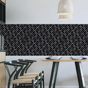 24 Pieces 15x15cm Glossy Black Porcelain Mosaic Tile Stickers