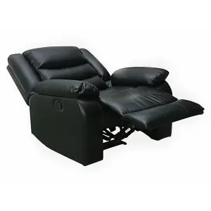 Sorreno Bonded Leather Recliner 1 Seater Sofa In Black