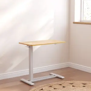 FlexiSpot Multi-functional Adjustable Side Table White Frame+700x400mm maple desktop