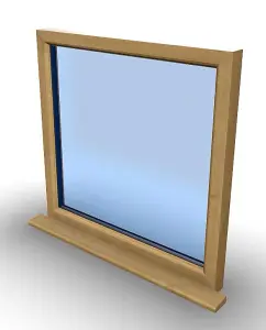 895mm (W) x 1095mm (H) Wooden Stormproof Window - 1 Window (NON Opening) - Toughened Safety Glass