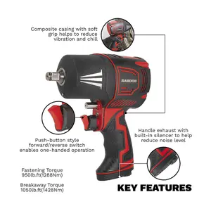 Sealey Composite Air Impact Wrench 1/2"Sq Drive - Twin Hammer SA6006