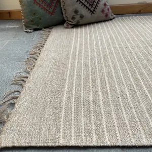 Bekal Flat Weave Rug Striped Design Cotton and Jute 120 cm x 180 cm