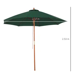 Outsunny 2.5m Wooden Garden Parasol Outdoor Umbrella Canopy w/ Vent Green