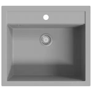 Berkfield Granite Kitchen Sink Single Basin Grey