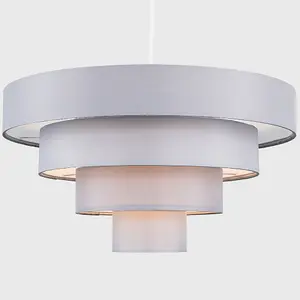 ValueLights Nevada Modern 4 Tier Grey Fabric Ceiling Pendant Light Shade