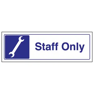 Staff Only Garage Mechanics Sign - 1mm Rigid Plastic - 450x150mm (x3)