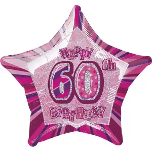 Unique Party Happy 60th Birthday Star Foil Balloon Pink (One Size)