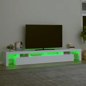 Berkfield TV Cabinet with LED Lights White 260x36.5x40 cm