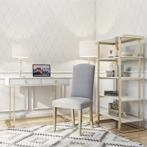 Camila Writing Desk in White / Golden