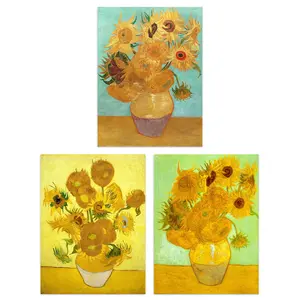 Ablah Sunflowers Collection Paintings by Vincent Van Gogh - 3 Piece No Frame Print 40.5" H x 30.5" W x 0.3" D