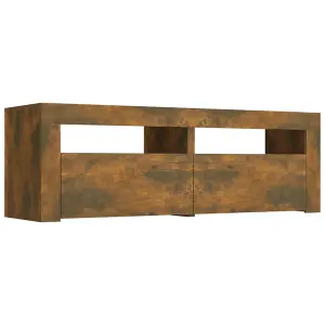 Berkfield TV Cabinet with LED Lights Smoked Oak 120x35x40 cm