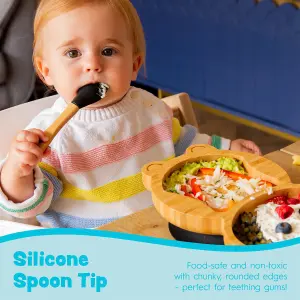 Tiny Dining - Children's Bamboo Silicone Tip Spoons - 14cm - Green - Pack of 2