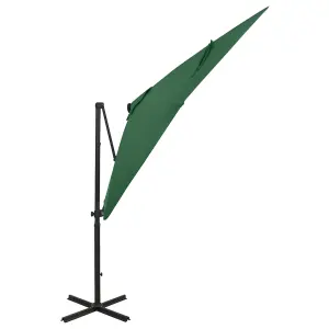 Berkfield Cantilever Umbrella with Pole and LED Lights Green 250 cm