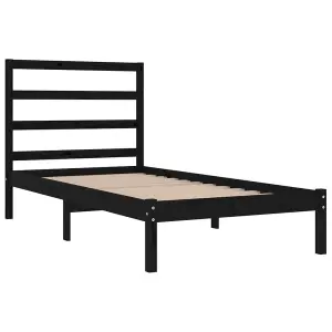 Berkfield Bed Frame Black Solid Wood Pine 100x200 cm