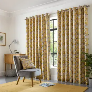 Zandi Ring Top Curtains 229cm x 183cm Ochre/Silver