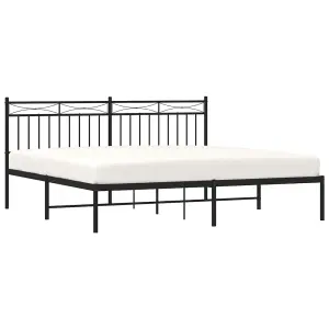 Berkfield Metal Bed Frame with Headboard Black 183x213 cm