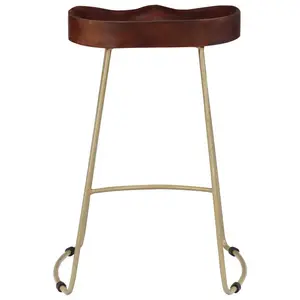 Fulbright Counter Stool with Metal Frame (Set of 2) Walnut / Gold / 62cm