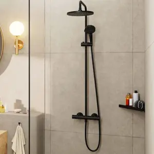 Hansgrohe Vernis Blend Showerpipe 240 Matt Black w/ Thermostat 1 Jet