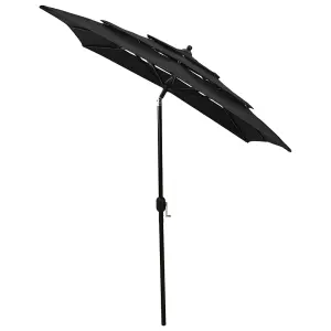 Berkfield 3-Tier Parasol with Aluminium Pole Black 2x2 m