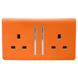 Trendiswitch ORANGE 2 Gang Long Switched Socket