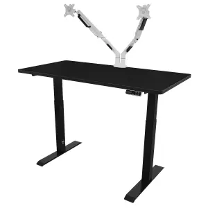 Dellonda Black Electric Adjustable Standing Desk, 1400 x 700mm Dual Motor 100kg