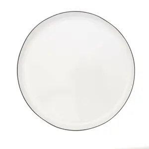 Abbesses 26.7cm Porcelain China Dinner Plate (Set of 4) White/Black