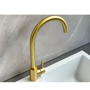 Reginox Taravo BG Single Lever Swan Neck Brushed Gold Kitchen Mixer Tap